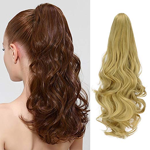 20〞Claw Ponytail Clip in Hair Extensions Hairpiece Synthetic Light Curly Soft Silky Nature Looking Heat-Resisting Different Colors for Women Fashion and Beauty-24#